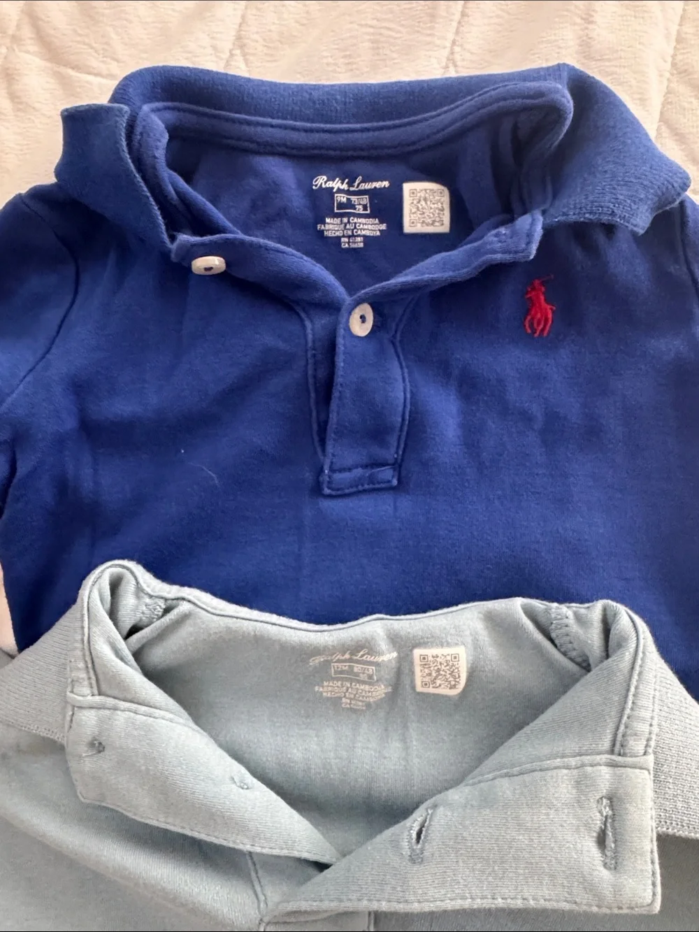 Ralph Lauren Two-Pack Baby Polo Rompers in Navy & Light Blue